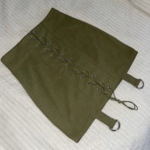 Lace up strap detail mini skirt
